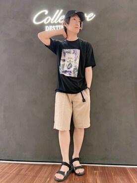 「Tシャツ/カットソー」｜「アイテム（その他）」を使った、シマダマサルさん（メンズ・164cm）の夏コーディネート