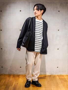 「Tシャツ/カットソー」｜「アイテム（その他）」を使った、シマダマサルさん（メンズ・164cm）の秋コーディネート