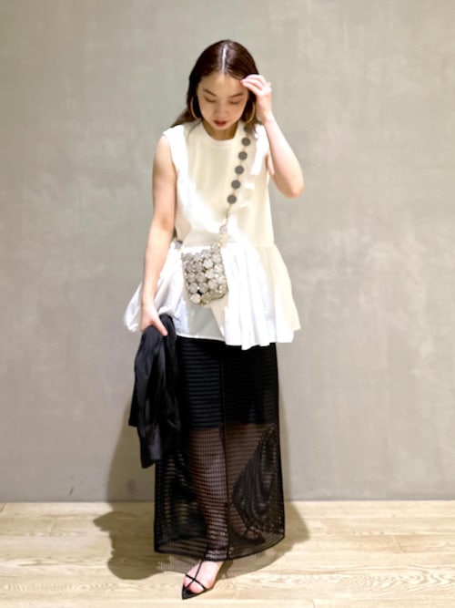 ADAM ET ROPE' スカート 「セットアップ対応」メッシュレース
