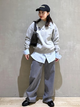 「FRUIT OF THE LOOM（フルーツオブザルーム）のアイテム」を使った、AKARIさん（レディース・157cm）の冬コーディネート