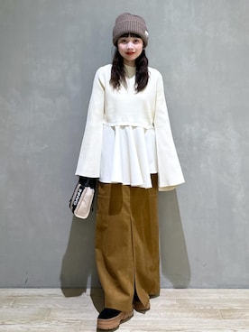 「アイテム（トートバッグ）」を使った、AKARIさん（レディース・157cm・30代）の秋コーディネート