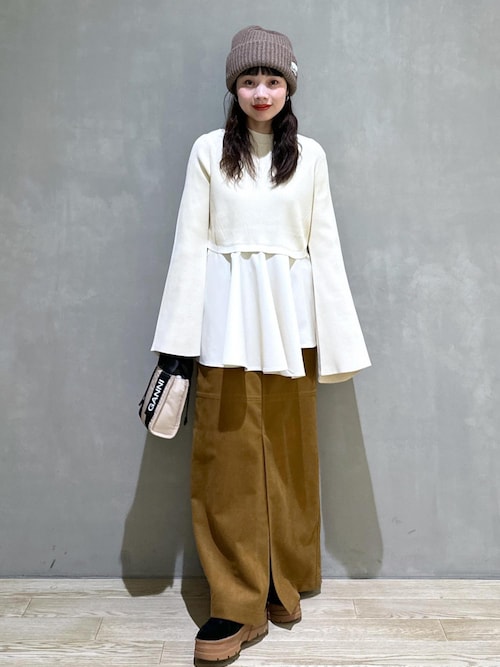 セール】シンセティックレザーIラインスカート（スカート）｜ADAM ET