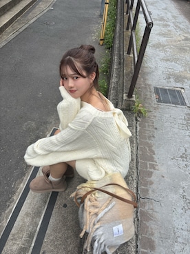 「アイテム（マフラー）」を使った、hichanさん（レディース・156cm）の秋コーディネート