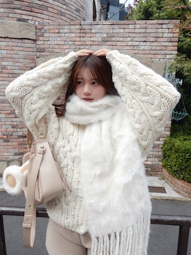 「アイテム（マフラー）」を使った、hichanさん（レディース・156cm）の秋コーディネート