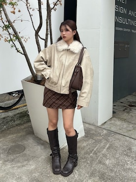 「アイテム（ブルゾン）」を使った、hichanさん（レディース・156cm）の秋コーディネート