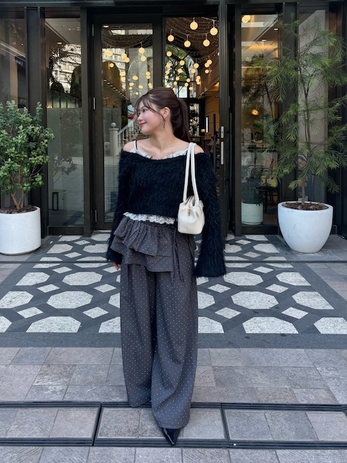 【SALON by Chico】取り外しフリルルーズスラックスパンツ セール】【SALON by Chico】取り外しフリルルーズスラックスパンツ