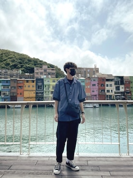 「アイテム（ポーチ）」を使った、Jasonfang91さん（メンズ・177cm）の秋コーディネート