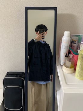 「アイテム（ミリタリージャケット）」を使った、railboxさん（メンズ・168cm）の秋コーディネート