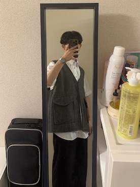 「アイテム（ベスト）」を使った、railboxさん（メンズ・168cm）の秋コーディネート