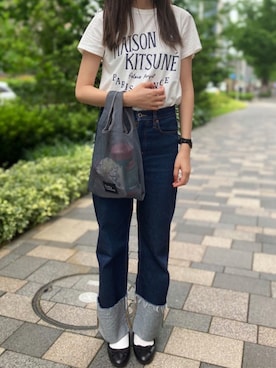 「アイテム（エコバッグ/サブバッグ、グレー系）」を使った、Dailyrusset ECさん（レディース・164cm）の夏コーディネート