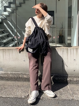 「シアタープロダクツ(THEATRE PRODUCTS)」｜「アイテム（スウェット）」を使った、Dailyrusset ECさん（レディース・154cm）の秋コーディネート