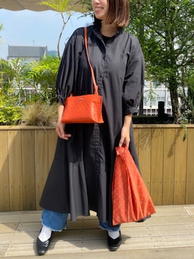 「アイテム（エコバッグ/サブバッグ、オレンジ系）」を使った、Dailyrusset ECさん（レディース・162cm）の秋コーディネート