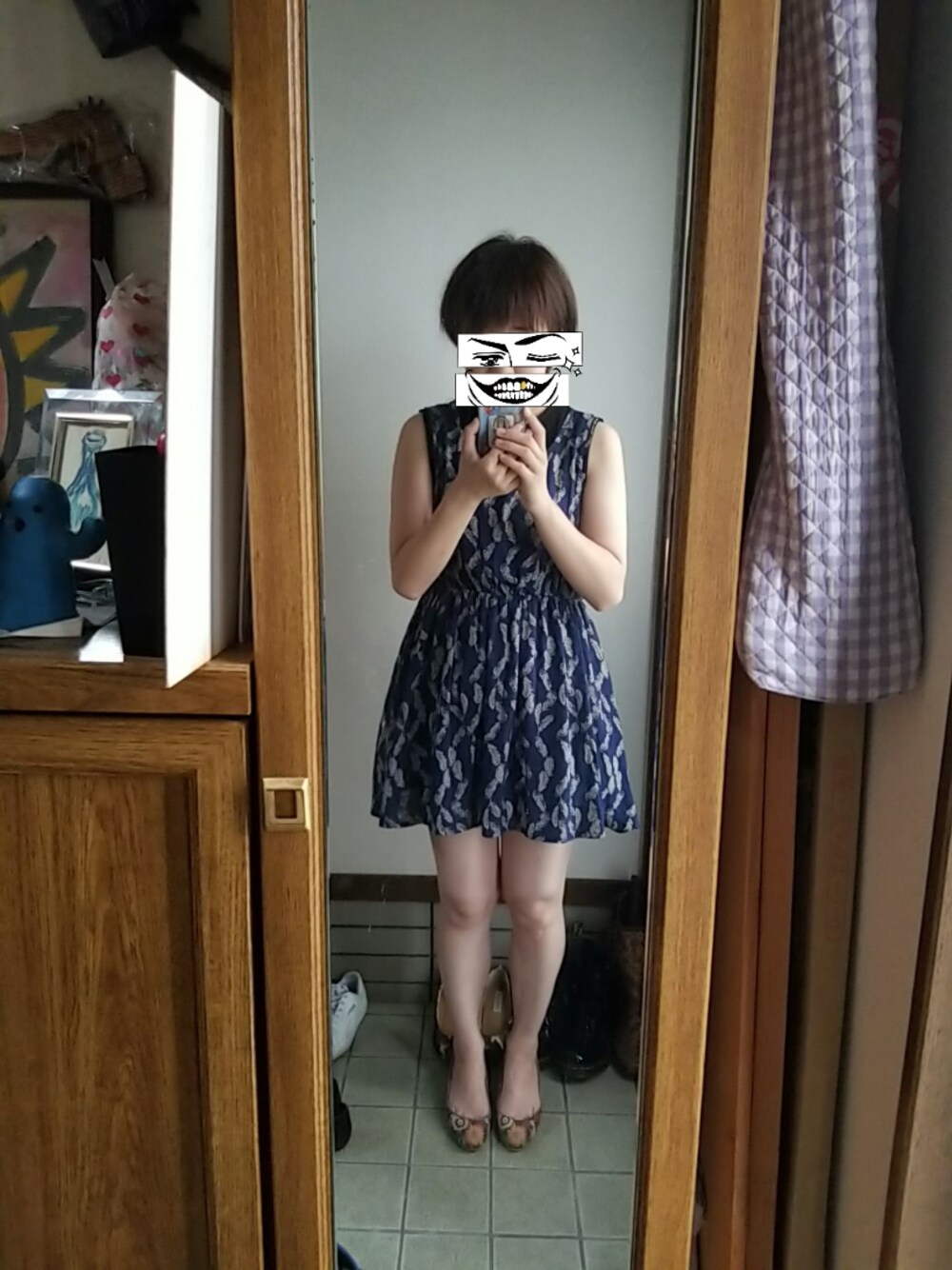 「a.g.plusのアイテム（ワンピース、ブルー系）」を使った、ゆんけるさん（レディース・157cm）の夏コーディネートの1枚目の写真