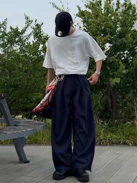 「アイテム（帽子）」を使った、Tomo.rrow_wearさん（骨格ウェーブ・メンズ・172cm）の夏コーディネート