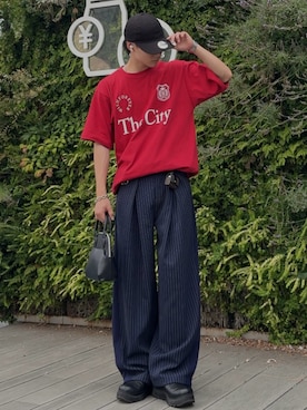 「アイテム（帽子）」を使った、Tomo.rrow_wearさん（骨格ウェーブ・メンズ・172cm）の夏コーディネート