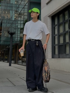 「アイテム（バックパック/リュック）」を使った、Tomo.rrow_wearさん（骨格ウェーブ・メンズ・172cm）の夏コーディネート