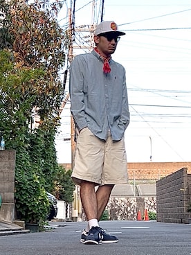 「アイテム（キャップ）」を使った、たくみみみさん（メンズ・180cm・40代）の夏コーディネート