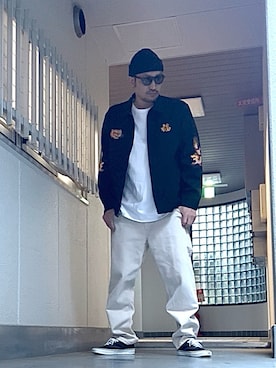 「アイテム（ニットキャップ/ビーニー）」を使った、たくみみみさん（メンズ・180cm）の秋コーディネート
