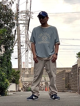 「アイテム（Tシャツ/カットソー）」を使った、たくみみみさん（メンズ・180cm・40代）の夏コーディネート