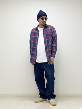 「Dickies（ディッキーズ）のDickies/ディッキーズ REGULAR STRAIGHT FIT 5-POCKET DENIM JEANS デニムパンツ（デニムパンツ）」を使った、たくみみみさん（メンズ・180cm）の秋コーディネート