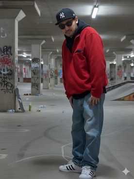 「アイテム（キャップ）」を使った、たくみみみさん（メンズ・180cm）の秋コーディネート