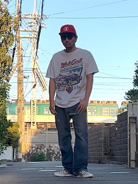 「アメカジコーデ」｜「アイテム（トップス）」を使った、たくみみみさん（メンズ・180cm）の秋コーディネート
