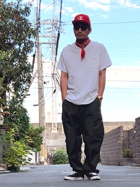 「アイテム（帽子）」を使った、たくみみみさん（メンズ・180cm・40代）の夏コーディネート