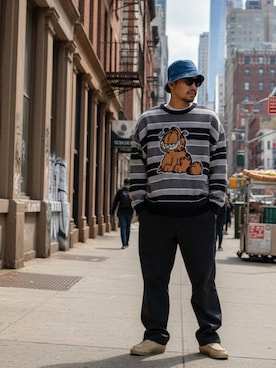 「newhattan（ニューハッタン）のNEWHATTAN ニューハッタン Bucket Hat -denim- デニムバケットハット（ハット）」を使った、たくみみみさん（メンズ・180cm）の秋コーディネート