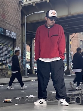 「アイテム（その他アウター、レッド系）」を使った、たくみみみさん（メンズ・180cm）の秋コーディネート