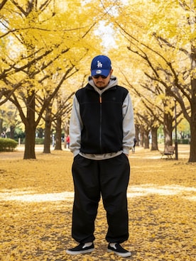 「アイテム（パーカー）」を使った、たくみみみさん（メンズ・180cm・40代）の秋コーディネート