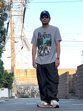 「NEW BALANCE（ニューバランス）のML574（スニーカー）」を使った、たくみみみさん（メンズ・180cm）の夏コーディネート
