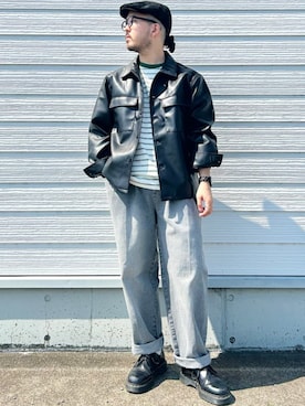 「SHIPS（シップス）のアイテム（Tシャツ/カットソー）」を使った、加藤さん（メンズ・166cm）の秋コーディネート
