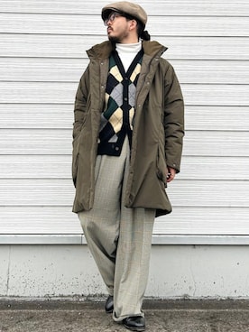 「アイテム（モッズコート）」を使った、加藤さん（メンズ・166cm）の冬コーディネート