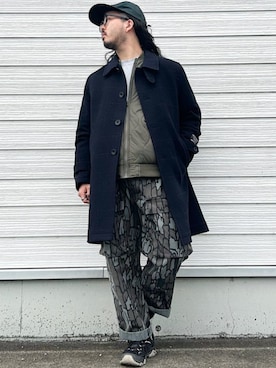 「SHIPS」｜「アイテム（ステンカラーコート）」を使った、加藤さん（メンズ・166cm）の冬コーディネート