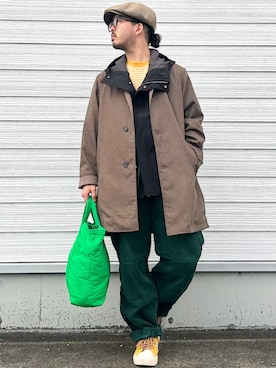 「SHIPS」｜「アイテム（ステンカラーコート）」を使った、加藤さん（メンズ・166cm）の冬コーディネート