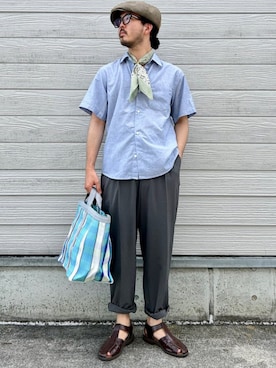 「リネンシャツ」｜加藤さん（メンズ・166cm）の夏コーディネート