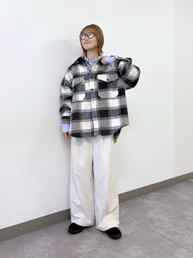 「RAGEBLUE（レイジブルー）のシャギーチェックBIG CPOジャケット（ブルゾン）」を使った、nanamiさん（レディース・164cm）の秋コーディネート