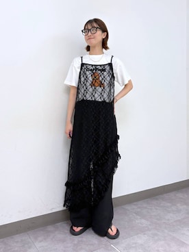 「スラックス」｜「アイテム（ワンピース/ドレス）」を使った、nanamiさん（レディース・164cm）の夏コーディネート
