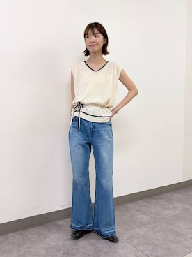 「RAGEBLUE（レイジブルー）のアイテム（ニット/セーター）」を使った、nanamiさん（レディース・164cm）の夏コーディネート