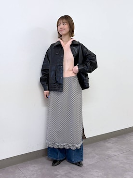 「RAGEBLUE（レイジブルー）のステッチデザイン/ピンタックデニムパンツ/セットアップ対応（デニムパンツ、ブルー系）」を使った、nanamiさん（レディース・164cm）の春コーディネート