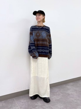 「RAGEBLUE（レイジブルー）のアイテム（キャップ）」を使った、nanamiさん（レディース・164cm）の冬コーディネート