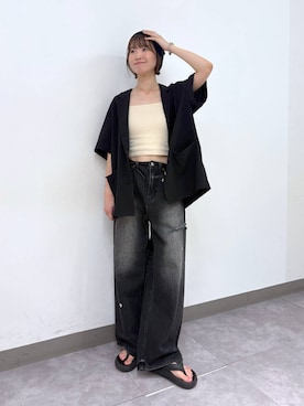 「アイテム（ニットキャップ/ビーニー）」を使った、nanamiさん（レディース・164cm・20代）の夏コーディネート