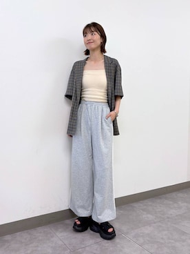 「アイテム（スウェットパンツ）」を使った、nanamiさん（レディース・164cm・20代）の夏コーディネート