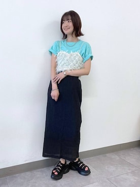「RAGEBLUE（レイジブルー）のアイテム（キャミソール）」を使った、nanamiさん（レディース・164cm）の夏コーディネート