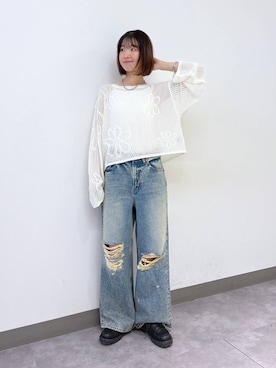 「RAGEBLUE（レイジブルー）のアイテム（ニット/セーター）」を使った、nanamiさん（レディース・164cm）の春コーディネート