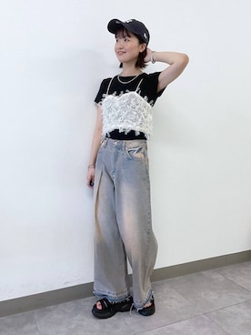 「RAGEBLUE（レイジブルー）のアイテム（キャミソール）」を使った、nanamiさん（レディース・164cm）の夏コーディネート