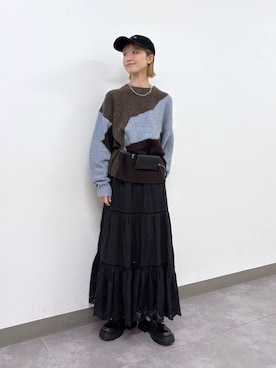 「RAGEBLUE（レイジブルー）のアイテム（キャップ）」を使った、nanamiさん（レディース・164cm）の冬コーディネート