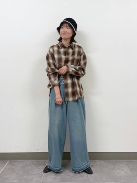 「RAGEBLUE（レイジブルー）のアイテム（ハット）」を使った、nanamiさん（レディース・164cm）の秋コーディネート