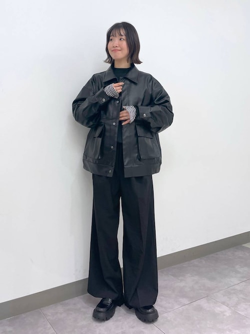 RAGEBLUE フェイクレザーブルゾン 黒 S RAGEBLUE ブルゾン アウター Synthetic leather track jacket