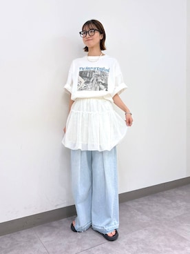 「チュールスカート」｜「アイテム（パンツ）」を使った、nanamiさん（レディース・164cm）の夏コーディネート
